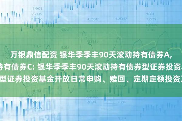 万银鼎信配资 银华季季丰90天滚动持有债券A,银华季季丰90天滚动持有债券C: 银华季季丰90天滚动持有债券型证券投资基金开放日常申购、赎回、定期定额投资及转换业务的公告